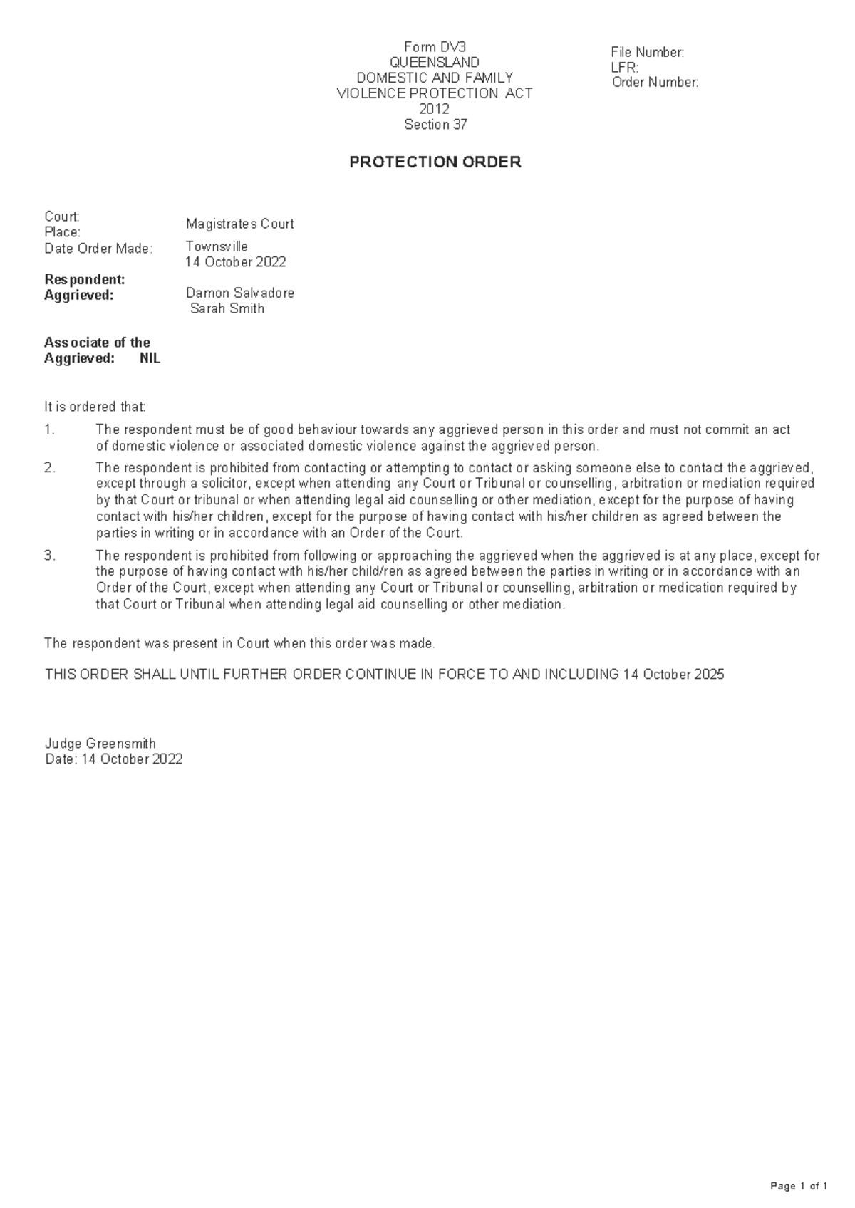 Week 4 - Protection Order under DV Protection Act 2012 (Qld) - Studocu