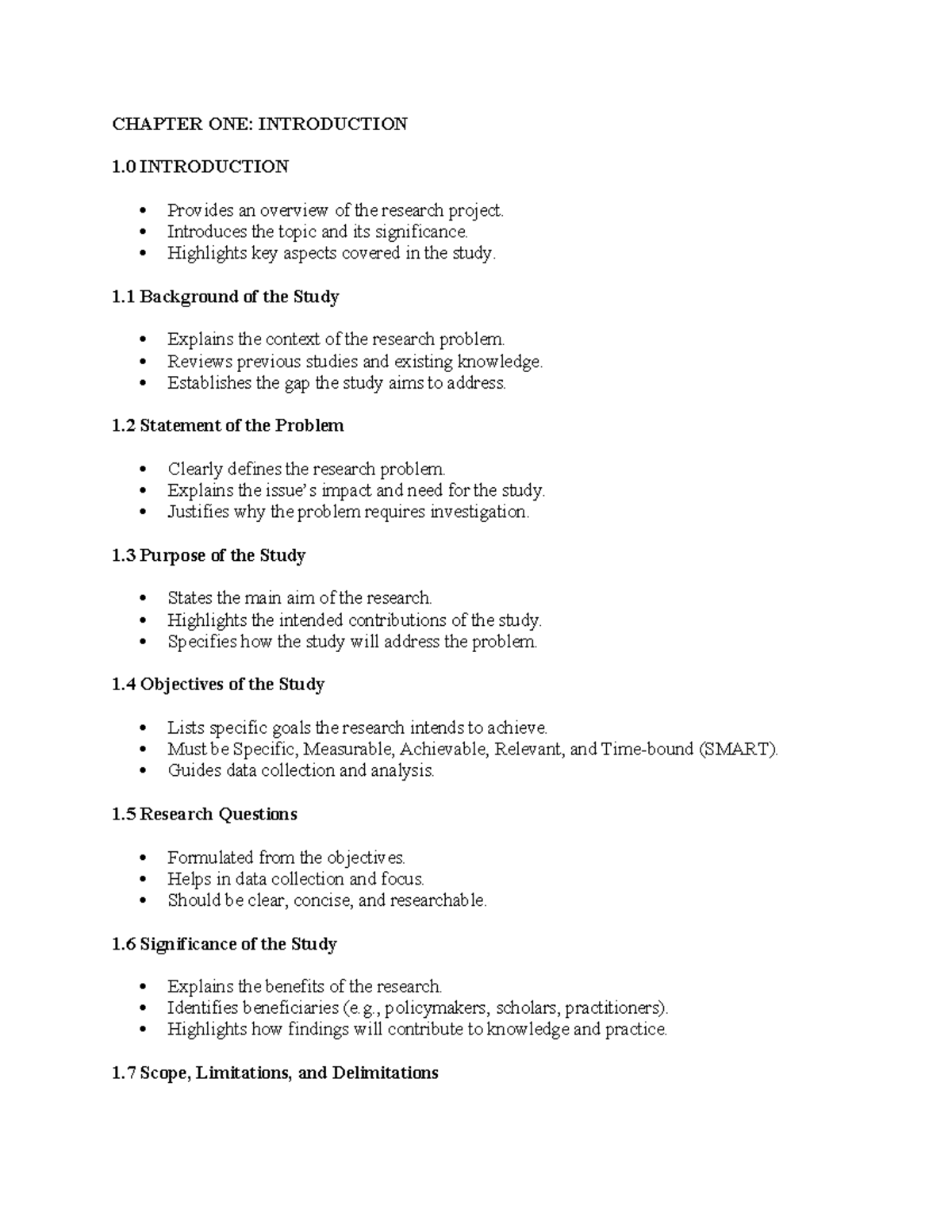 CHAPTER ONE: INTRODUCTION TO RESEARCH PROPOSAL FORMAT - Studocu