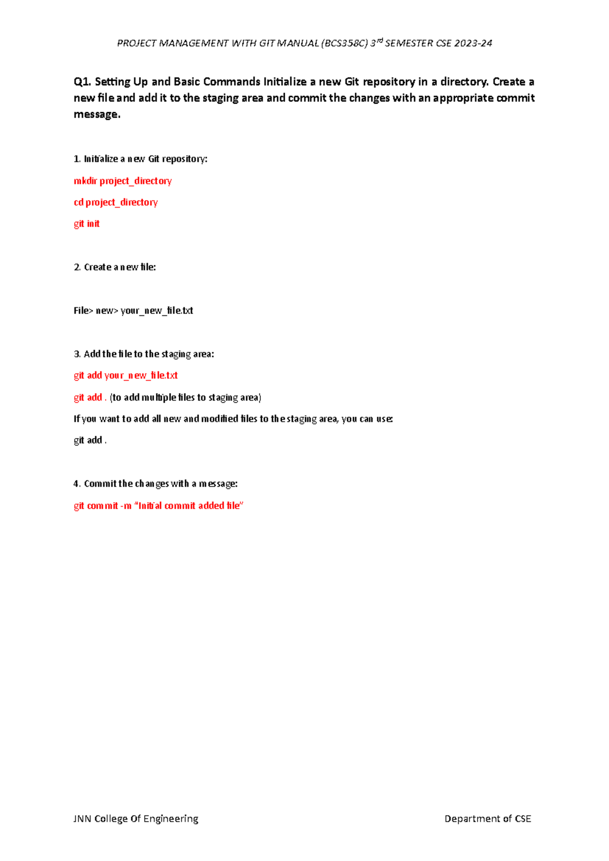 BCS358C Project Management with Git: Comprehensive Notes for 3rd Sem ...