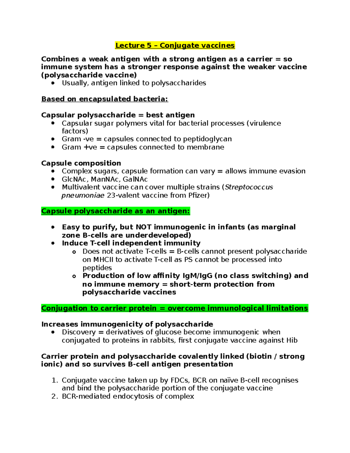 Lecture 5-10: Bacterial Vaccines - Notes from Vaccinology Module ...