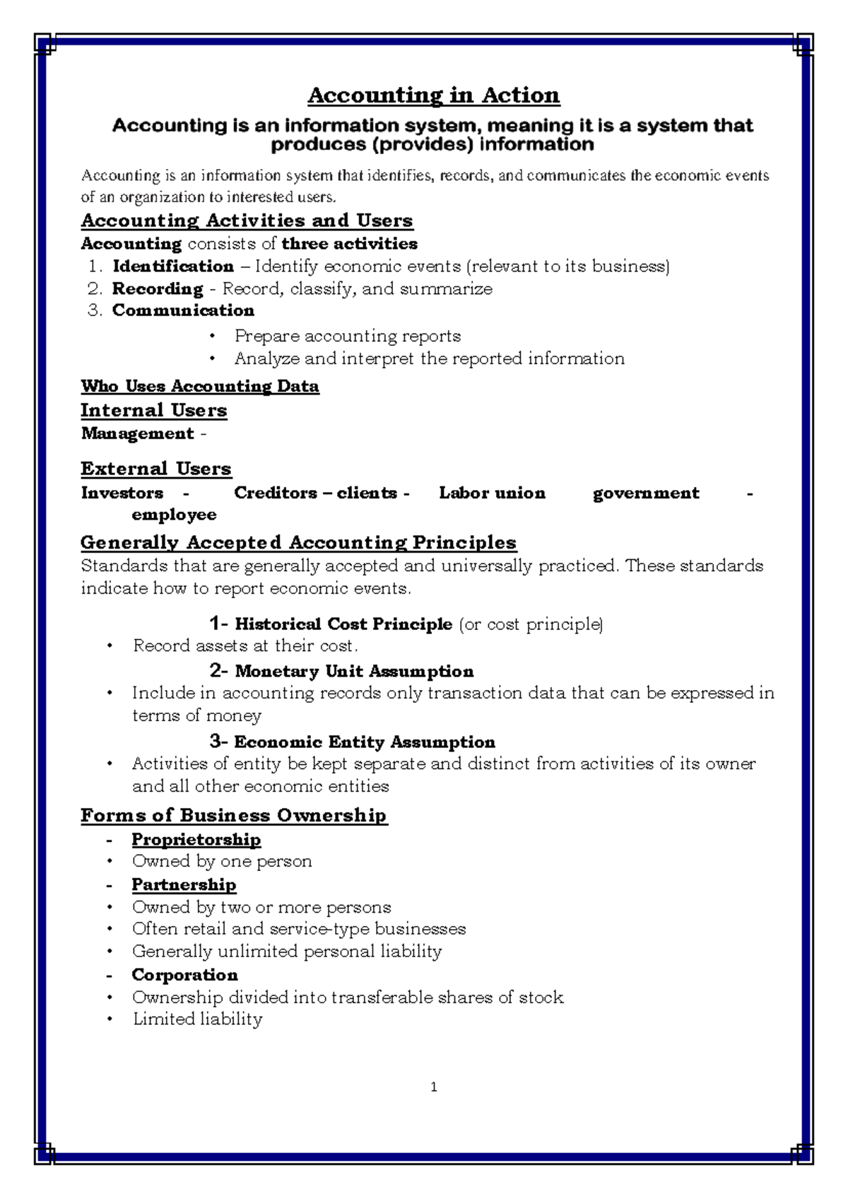 Ch 1: Accounting Fundamentals - Final Exam Notes - Studocu