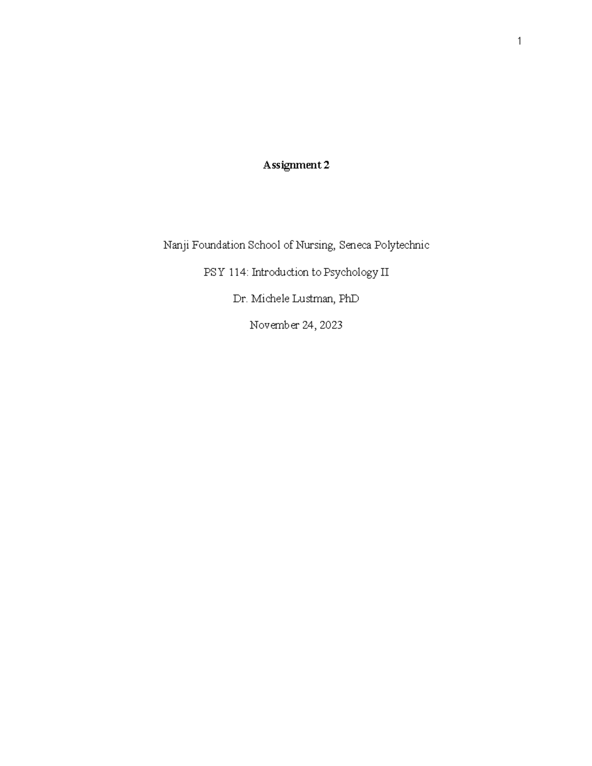 Assignment 2 Final - Assignment 2 Nanji Foundation School of Nursing ...