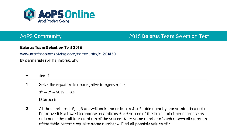 AoPS Community 2015 Belarus Team Selection Test - Problem Solutions ...