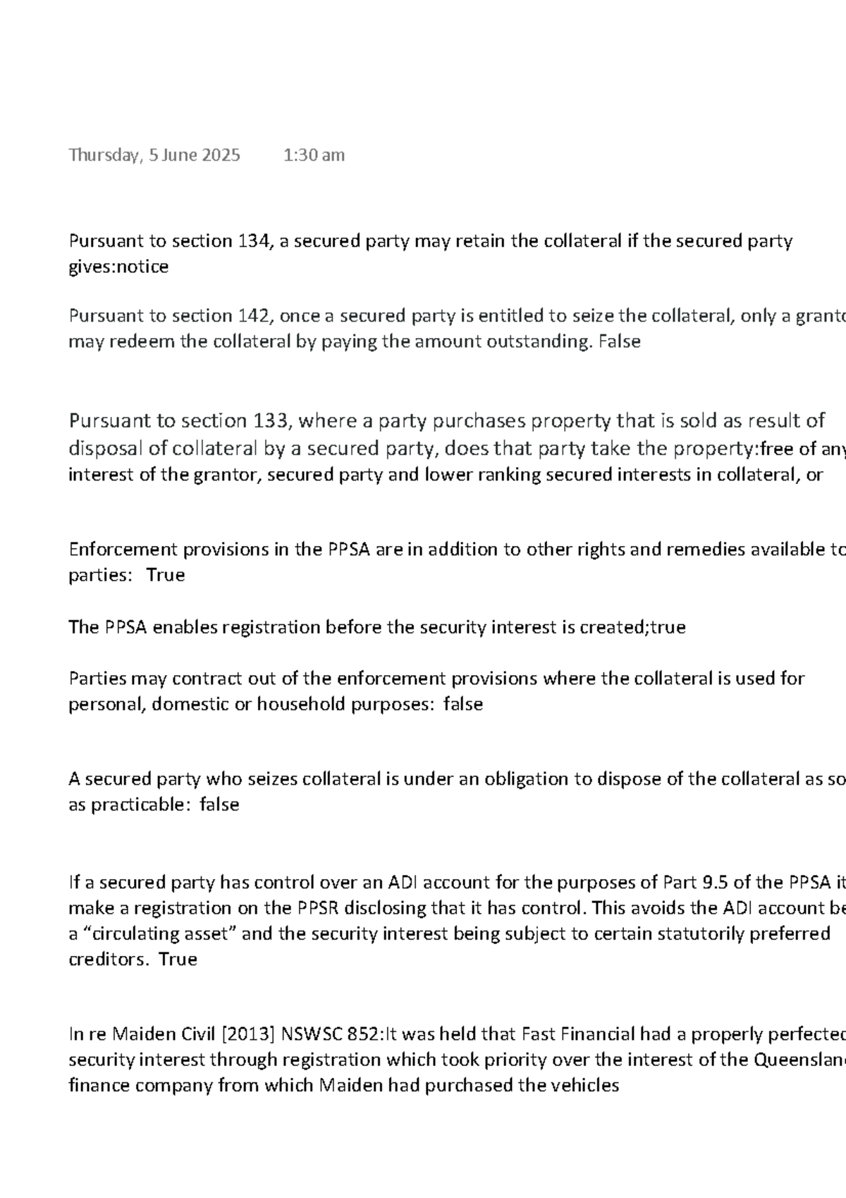 PPSA Study Notes: Secured Party Rights & Consumer Protections - Studocu