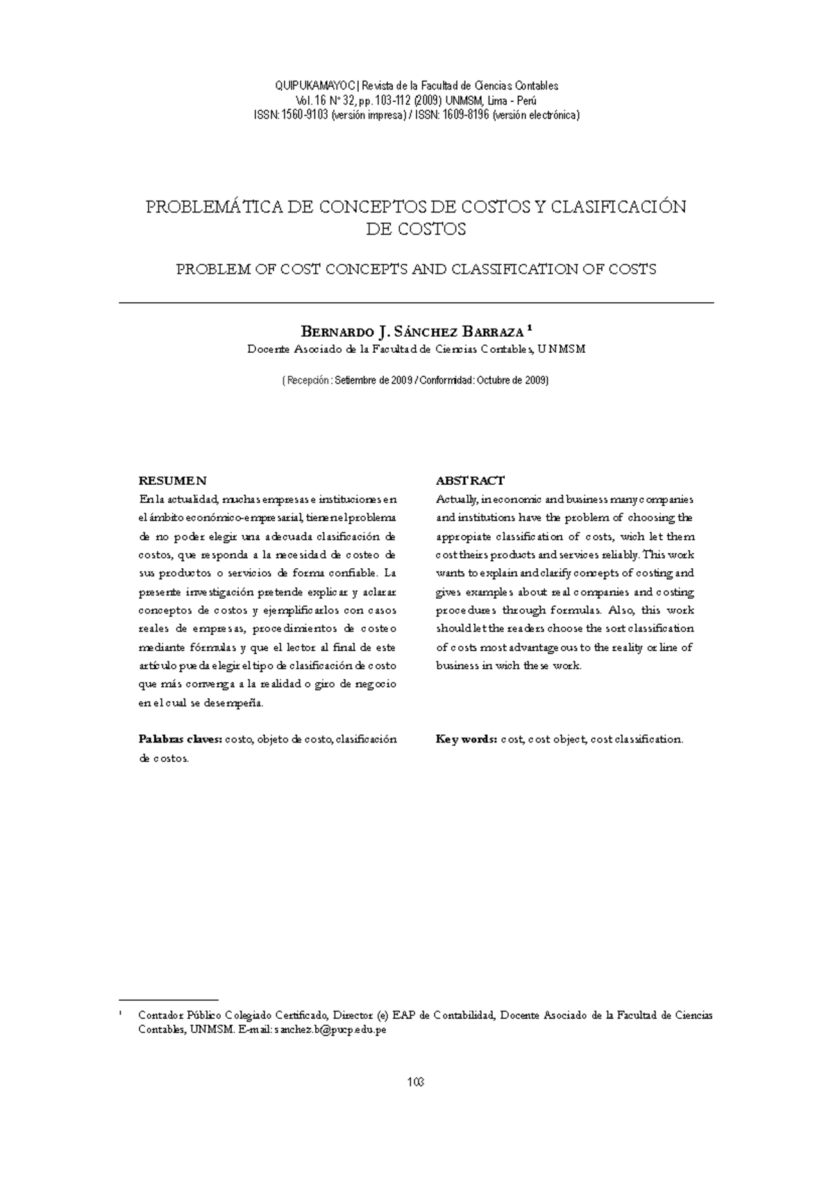QUIPUKAMAYOC: Problemas y Clasificación de Costos en Empresas (2009 ...