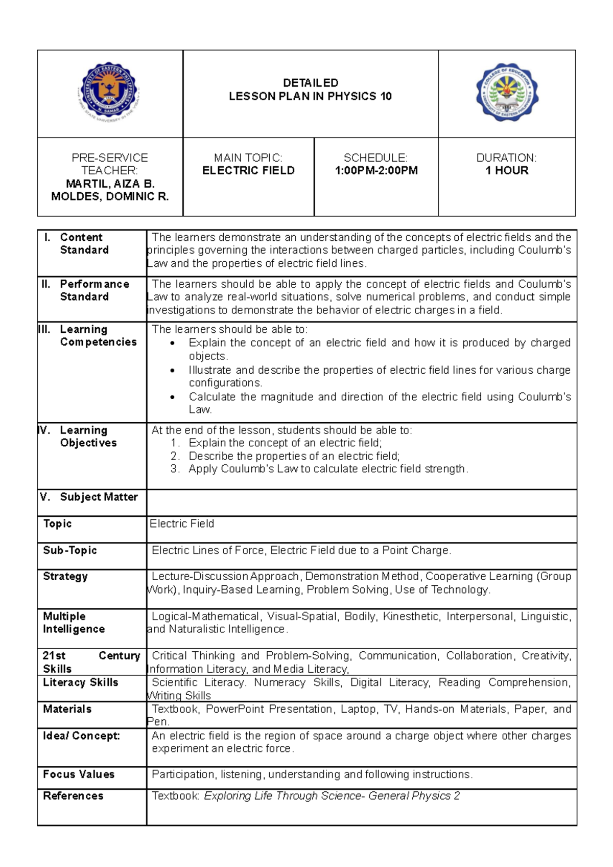 Lesson PLAN IN Physics 10 - DETAILED LESSON PLAN IN PHYSICS 10 PRE ...
