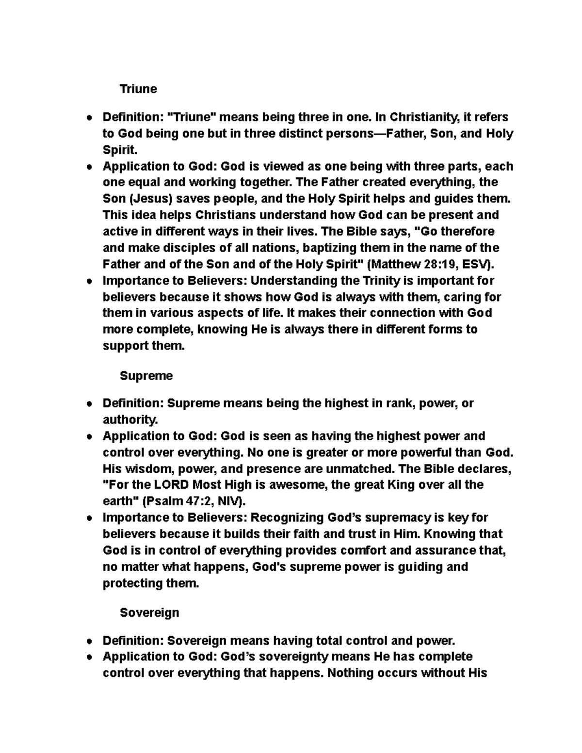 Bible Notes: Understanding the Triune Nature of God - Studocu