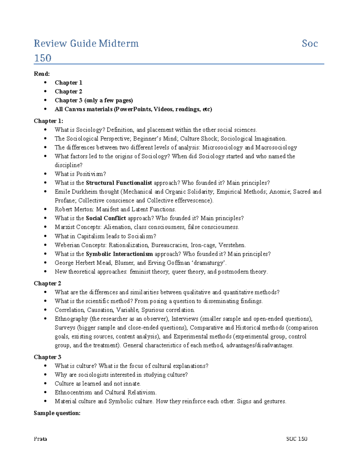 SOC 150 Midterm Review Guide: Key Concepts & Theories - Studocu