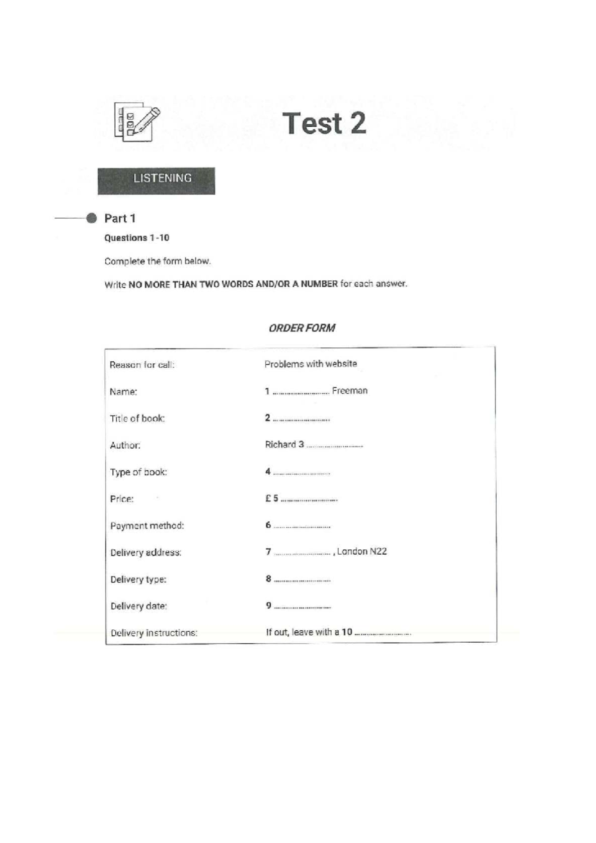 LĐ2 - L2 - Listening Test 2 Questions and Answers - Studocu