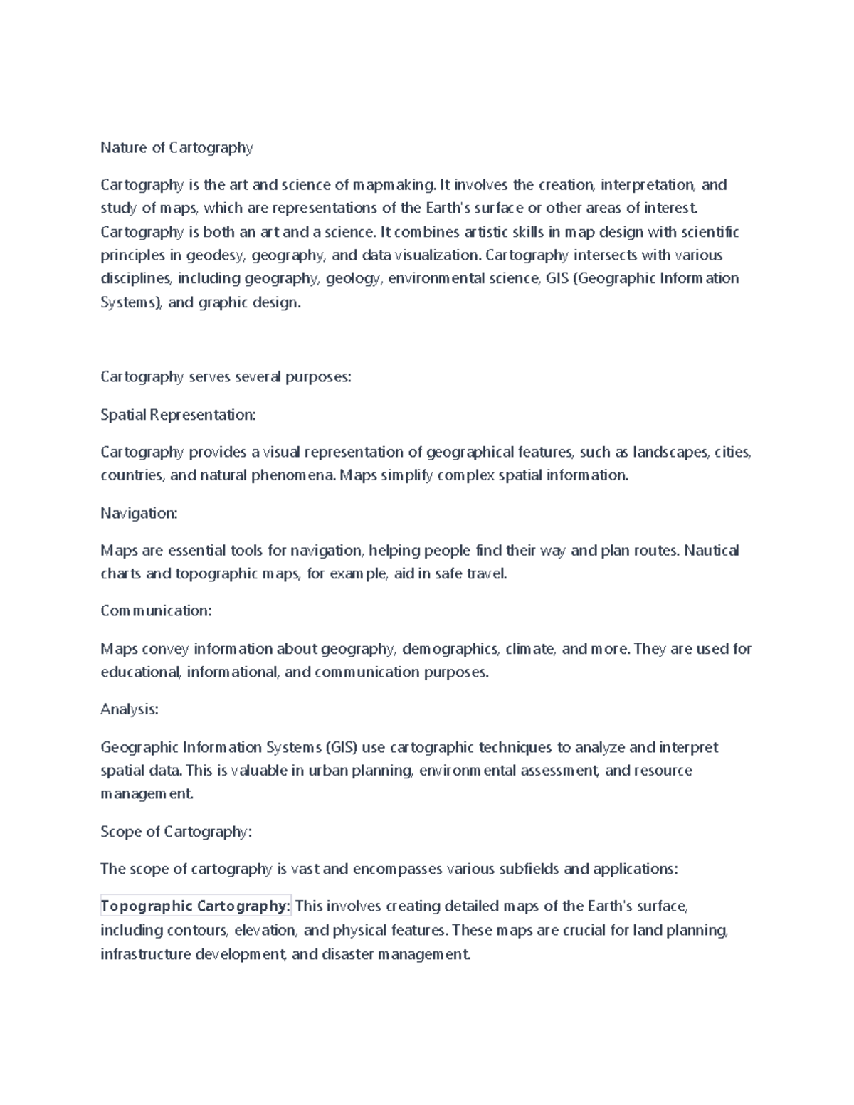 Cartography - Nice - Nature of Cartography Cartography is the art and ...