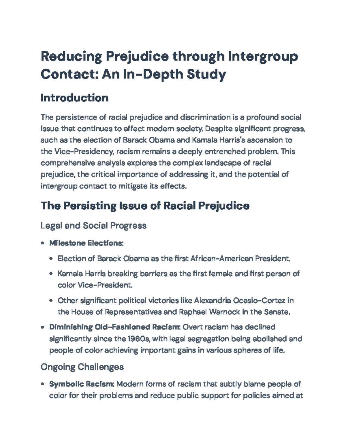 Reducing Racial Prejudice through Intergroup Contact: In-Depth Analysis ...