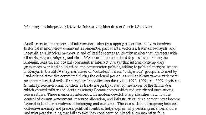 Mapping Intersectional Identities in Conflict: A Case Study Analysis ...