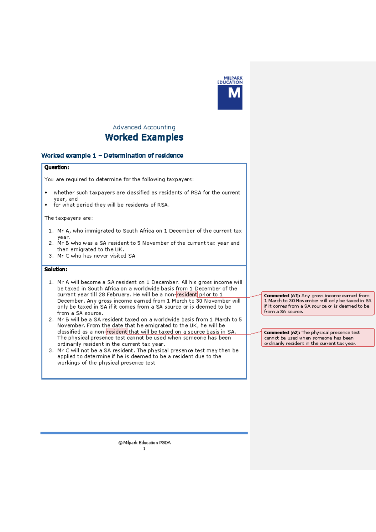 Advanced Accounting PGDA: Income vs Capital Worked Examples - Studocu