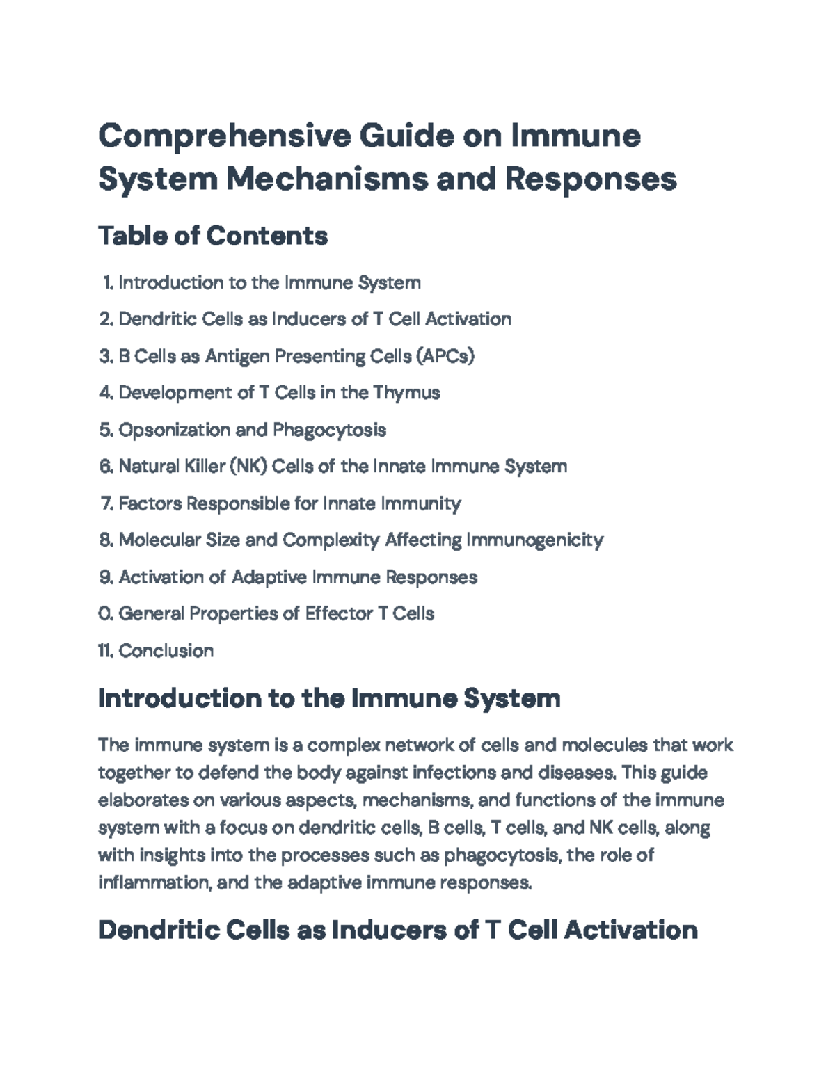 Comprehensive Guide on Immune System Mechanisms and Responses (BIO101 ...
