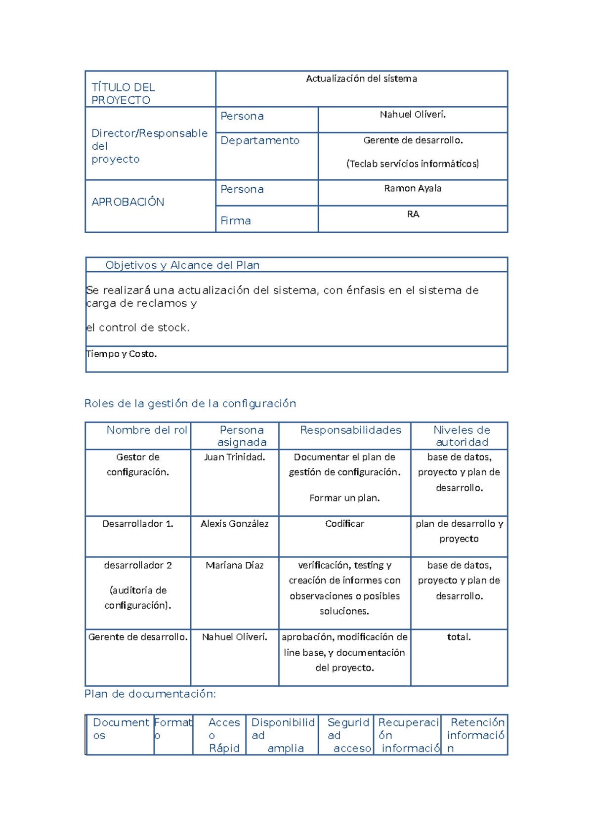 API1 Gestion - api 1 interfa - TÍTULO DEL PROYECTO Actualización del ...