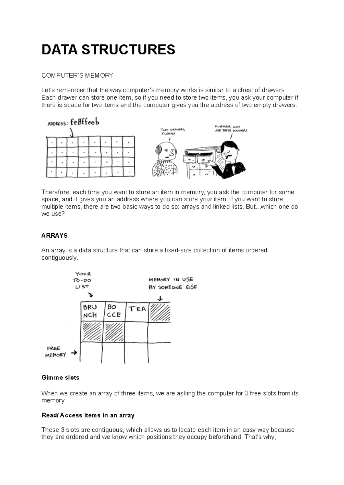 Algorithms - ................. - DATA STRUCTURES COMPUTER’S MEMORY Let ...
