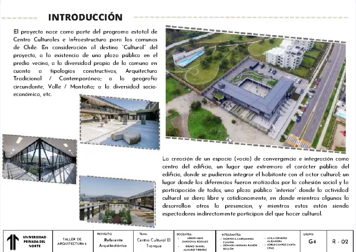 Referente Arquitectónico: Centro Cultural El Tranque G4G4 R - 02 - Studocu