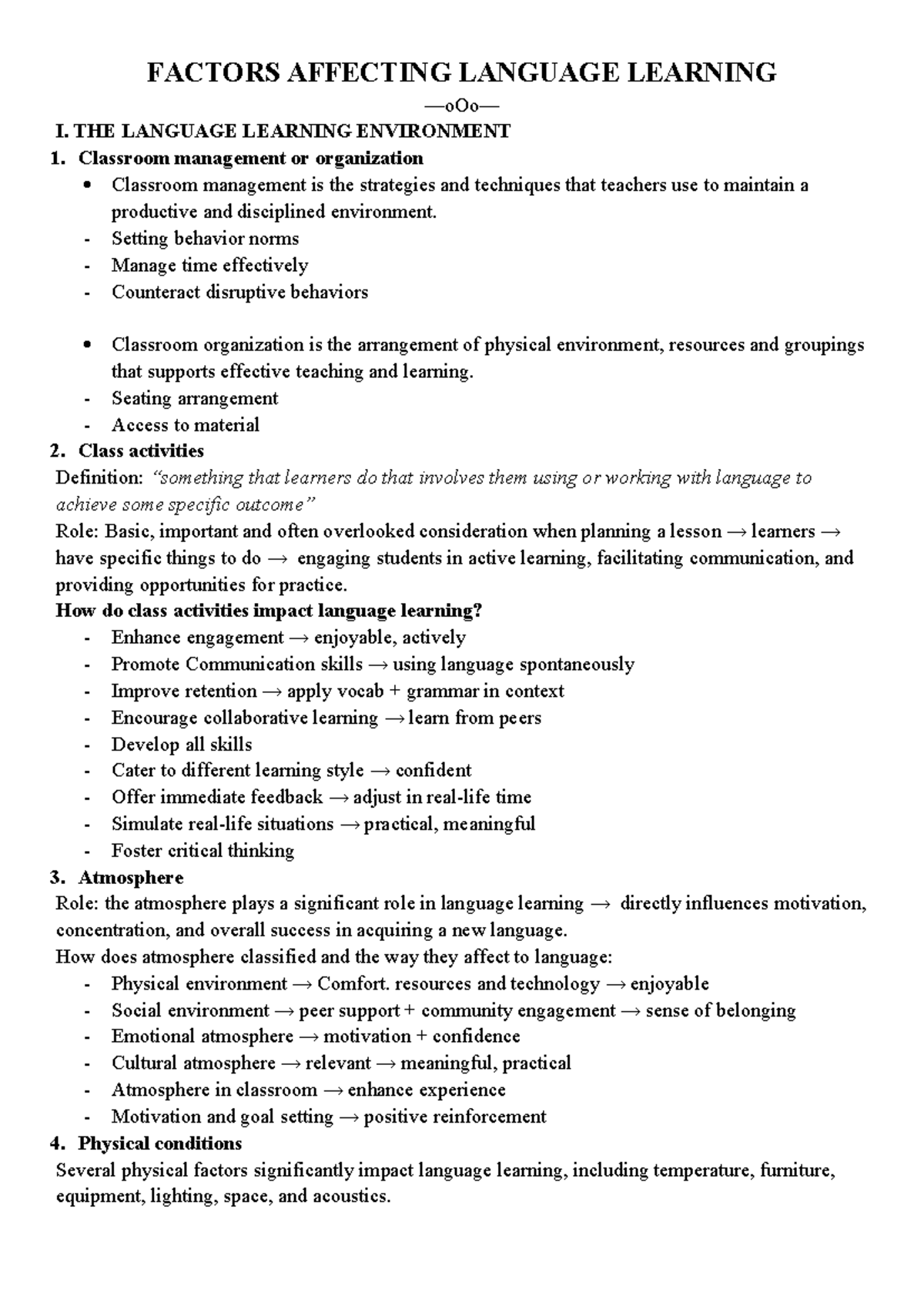 [LLDH 1] G10 - Handout - FACTORS AFFECTING LANGUAGE LEARNING —oOo— I ...