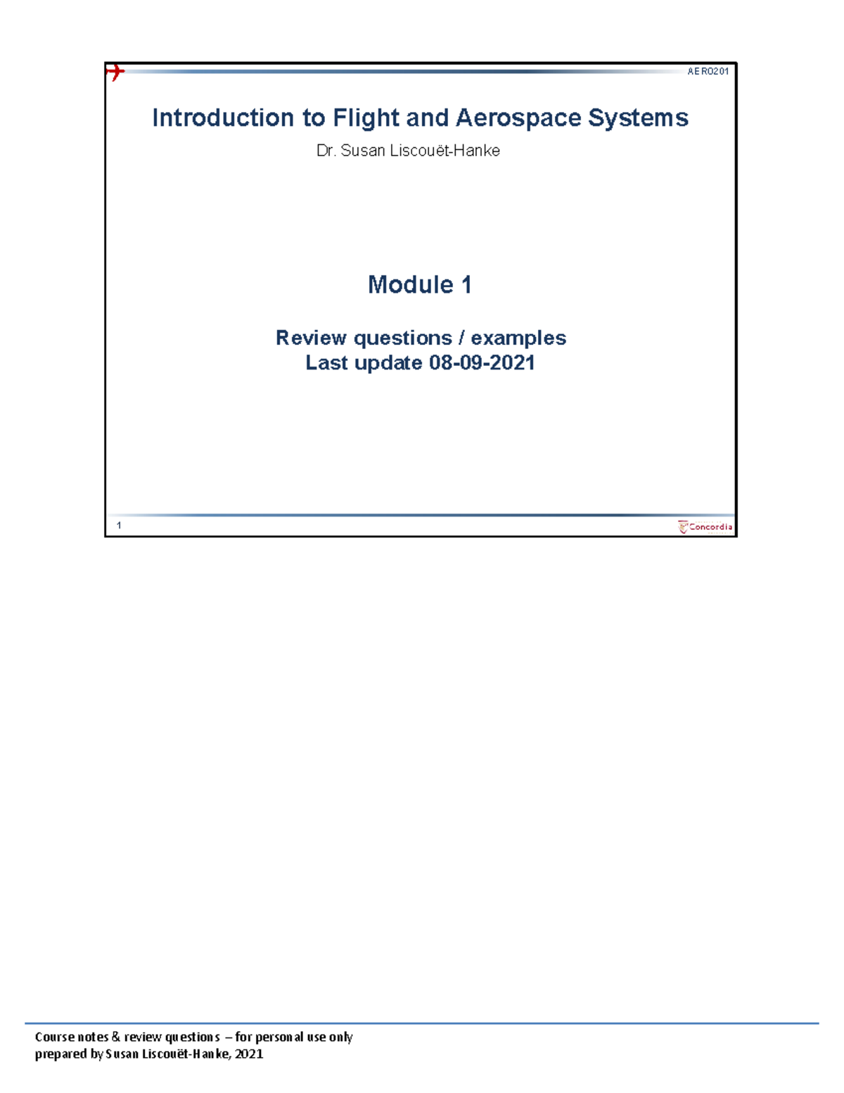 AERO201 Module 01 Review: Flight & Aerospace Systems Insights - Studocu