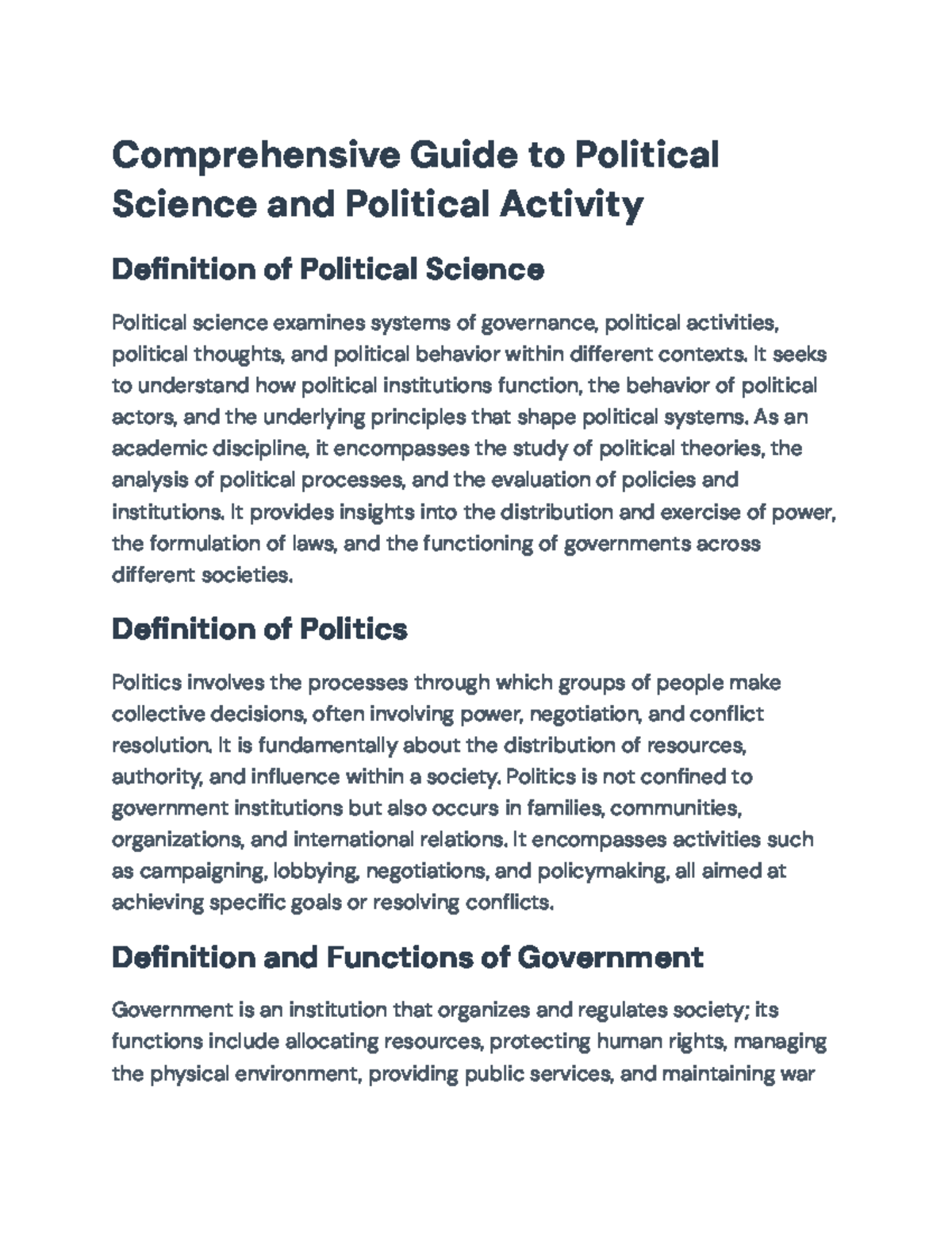 Comprehensive Guide to Political Science (PS101): Key Concepts ...