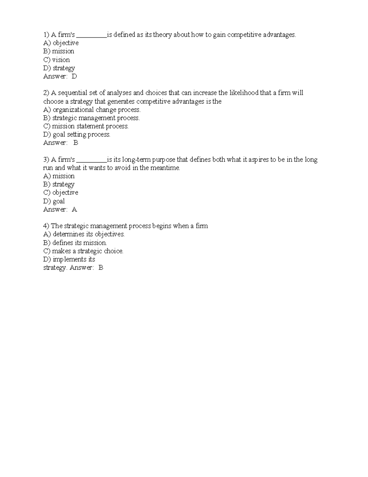 Strategic Management Reviewer Notes for BUS 301 Midterm Exam - Studocu