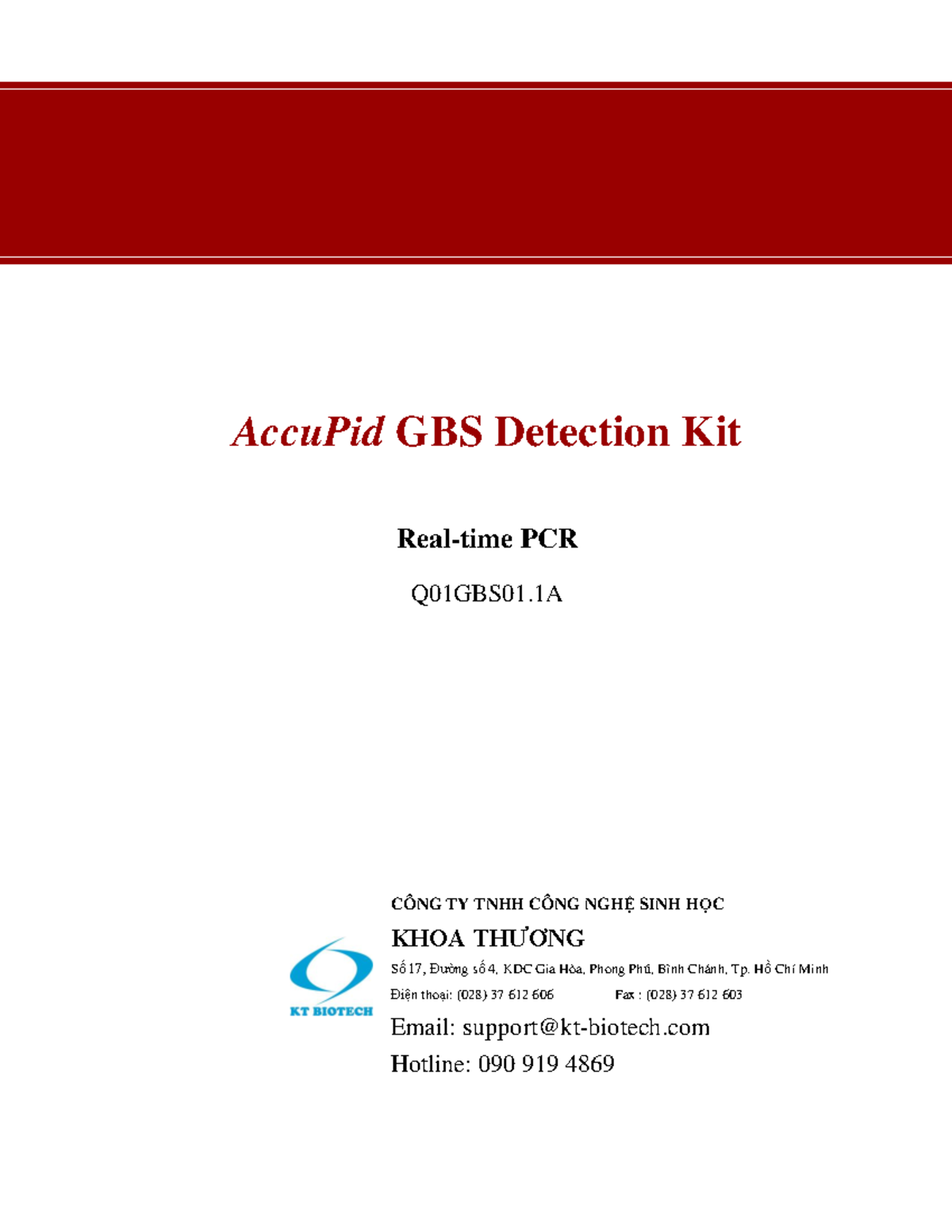 AccuPid GBS Detection Kit - Real-time PCR Q01GBS01.1A Documentation ...