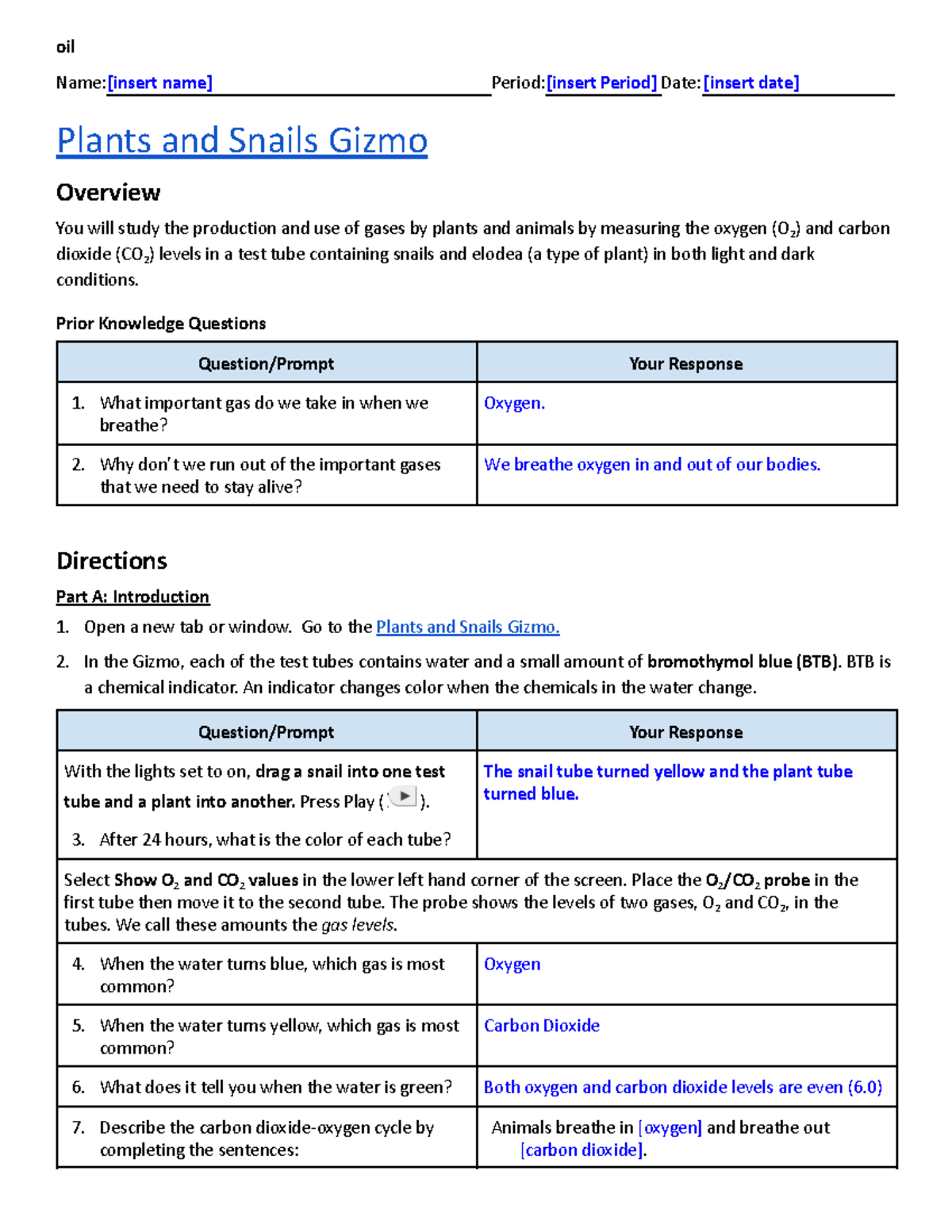 Plants and Snails Gizmo Student Sheet Guide - BIO101 Lab Notes - Studocu