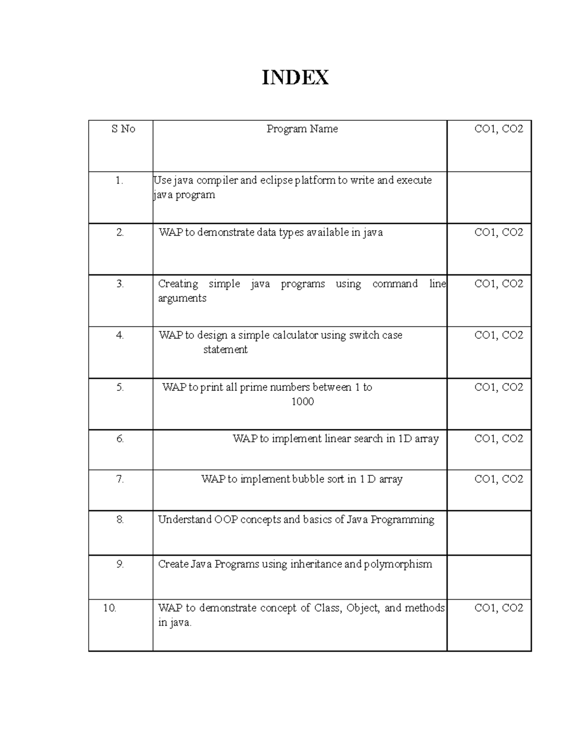 JAVA LAB FILE - 4th Semester Programming Exercises and Concepts - Studocu