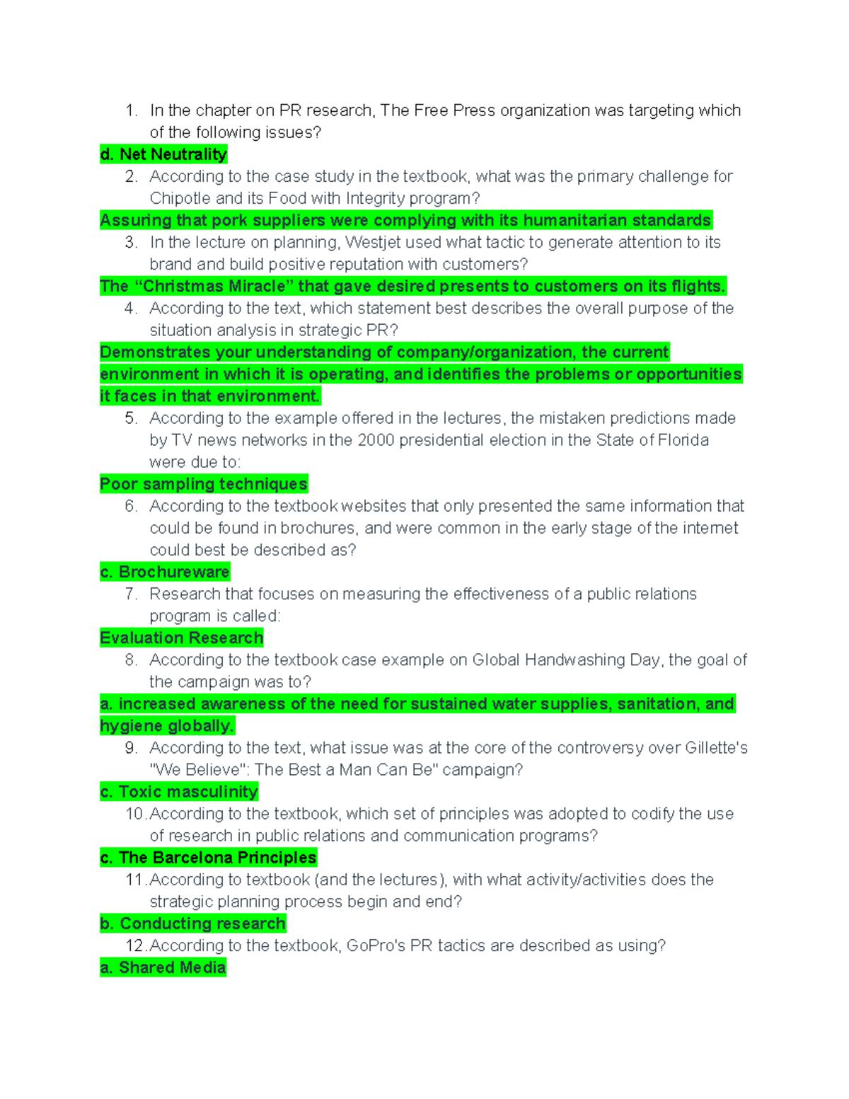 COMM 361 Test #2 Study Guide: Key Concepts in PR Research and Tactics ...