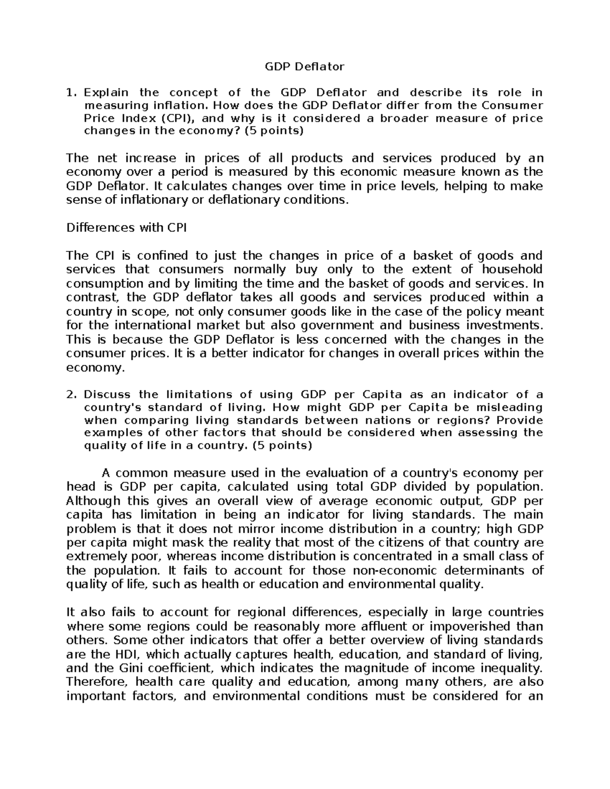 GDP Deflator & GDP per Capita: Inflation & Living Standards Explained ...