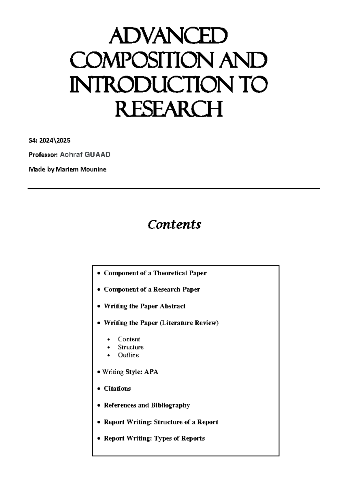 Academic Writing S4: Guidelines for Research Paper Composition - Studocu