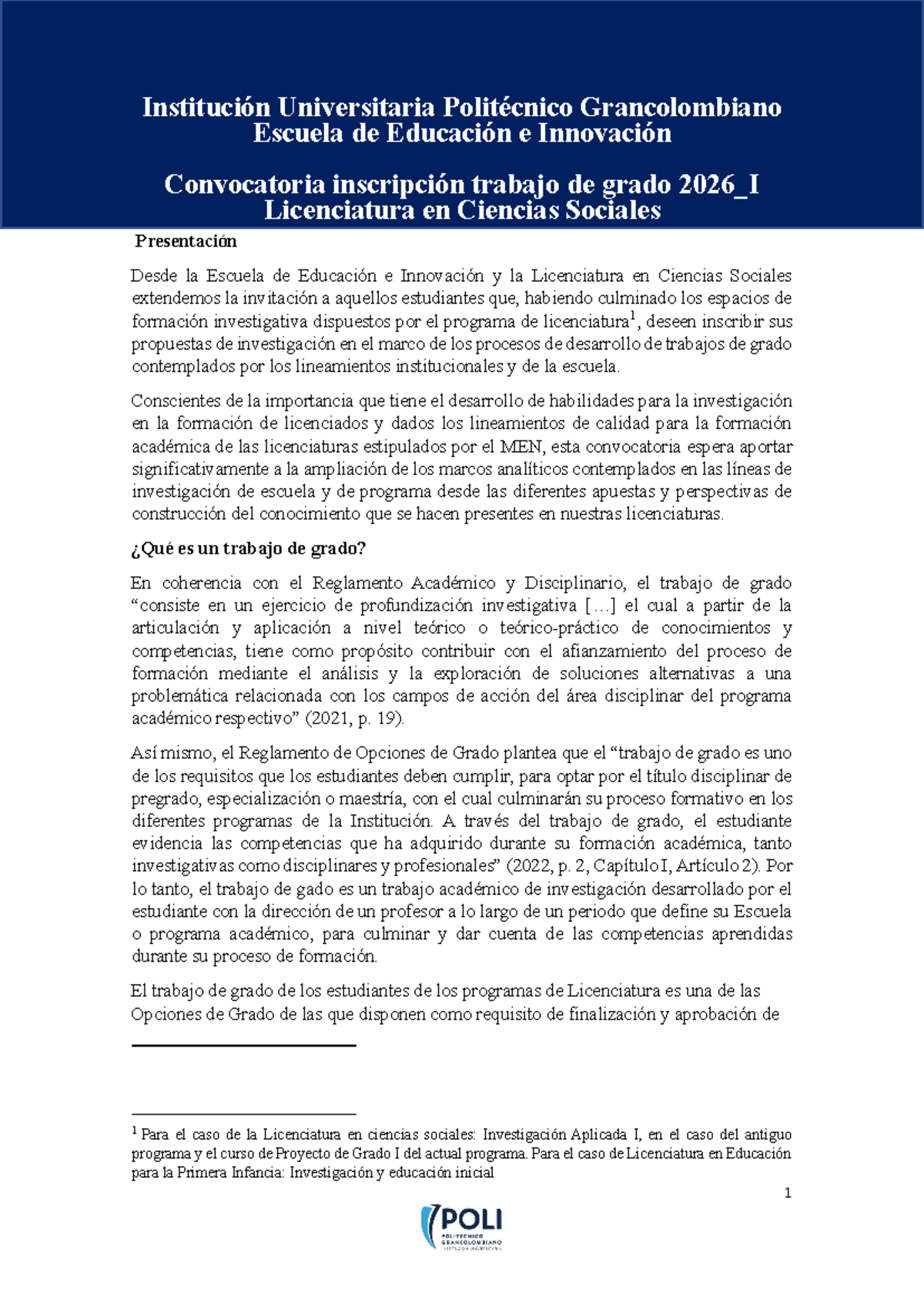 LCS- Convocatoria para Inscripción de Proyectos de Grado 2026 II - Studocu
