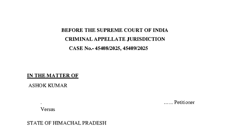 Brief Note on Ashok Kumar vs. State of Himachal Pradesh - SLP (Criminal ...