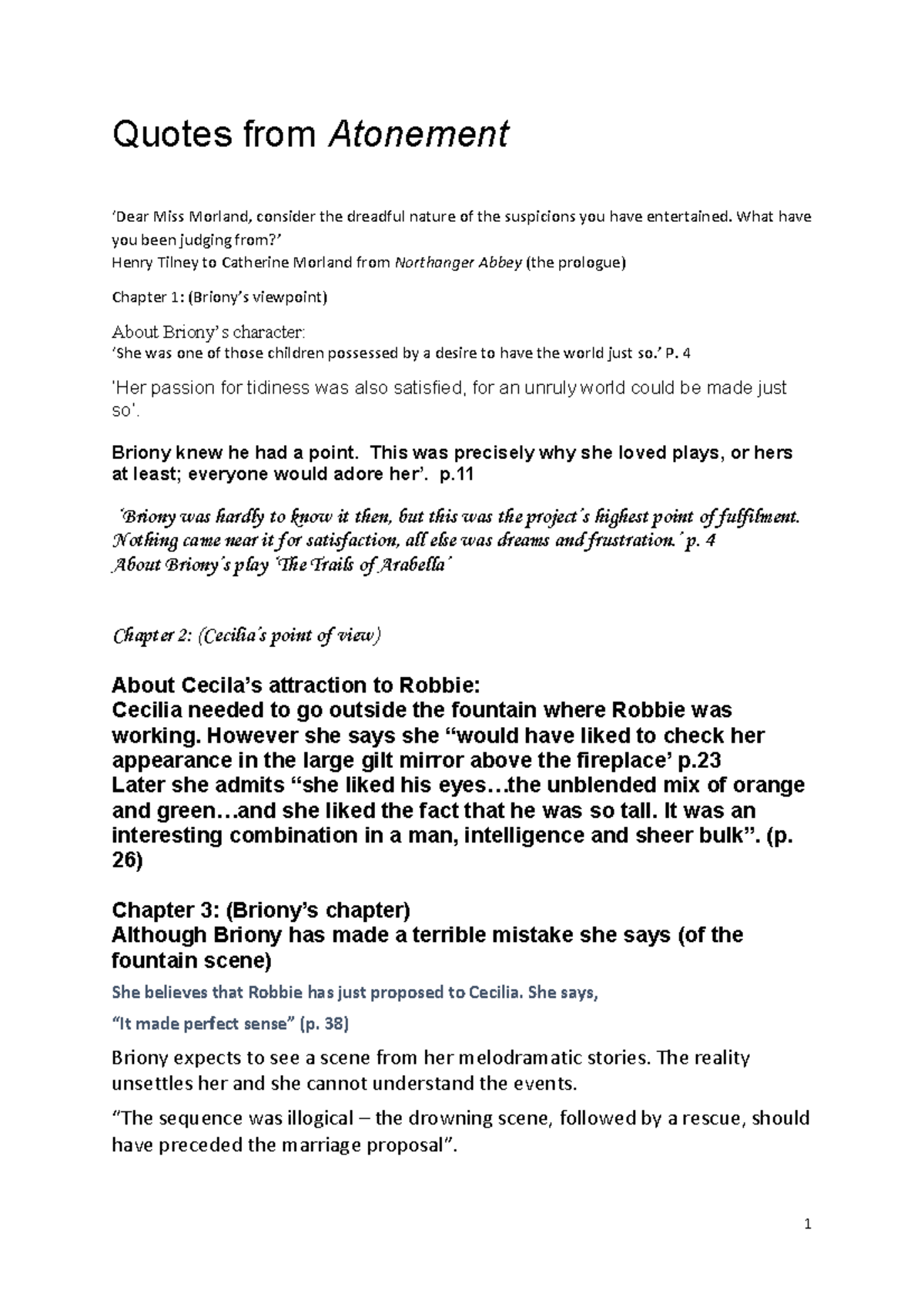 Atonement - Key Quotes and Insights for English A Level Study - Studocu, image size:1200x1697