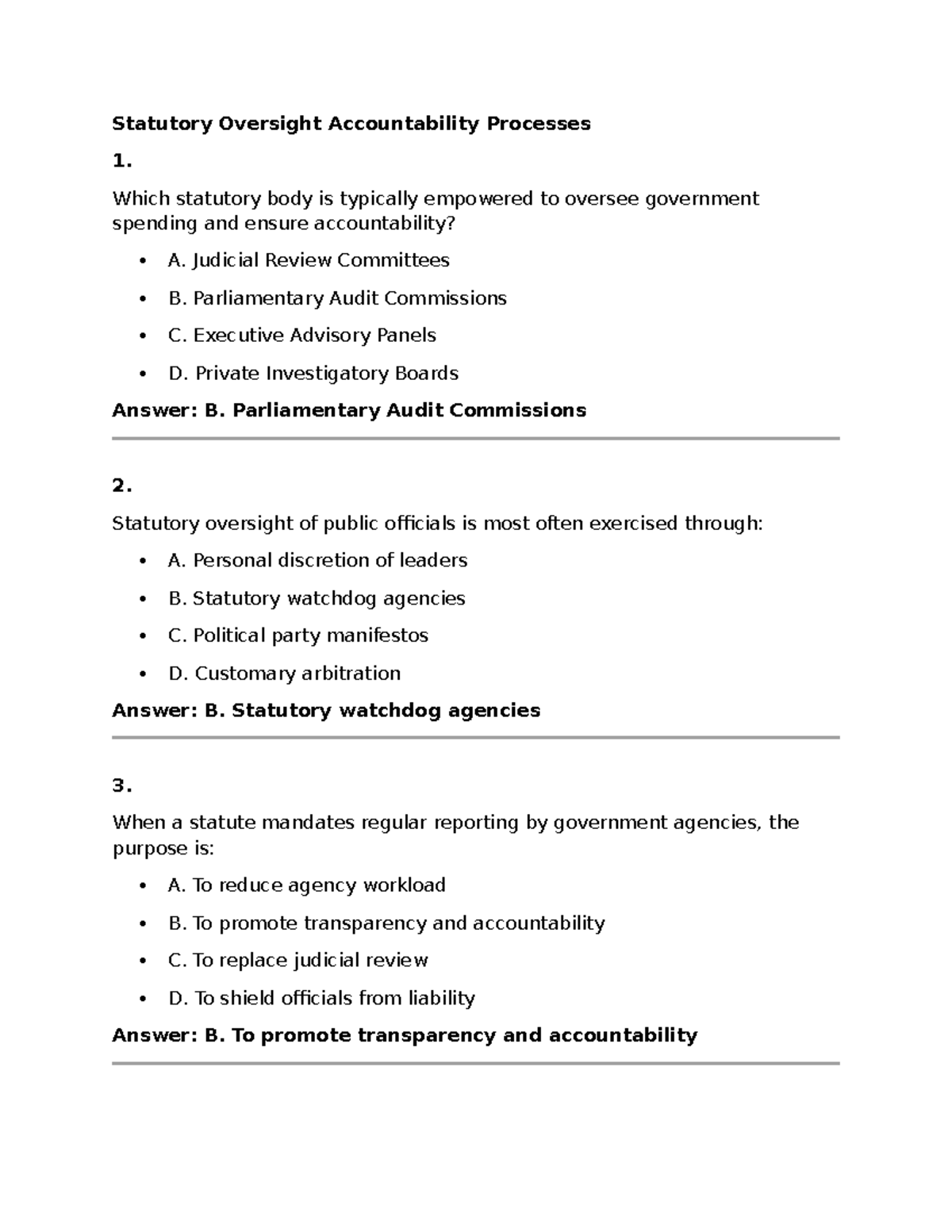 Statutory Oversight & Accountability Processes: Key Concepts & Q&A ...
