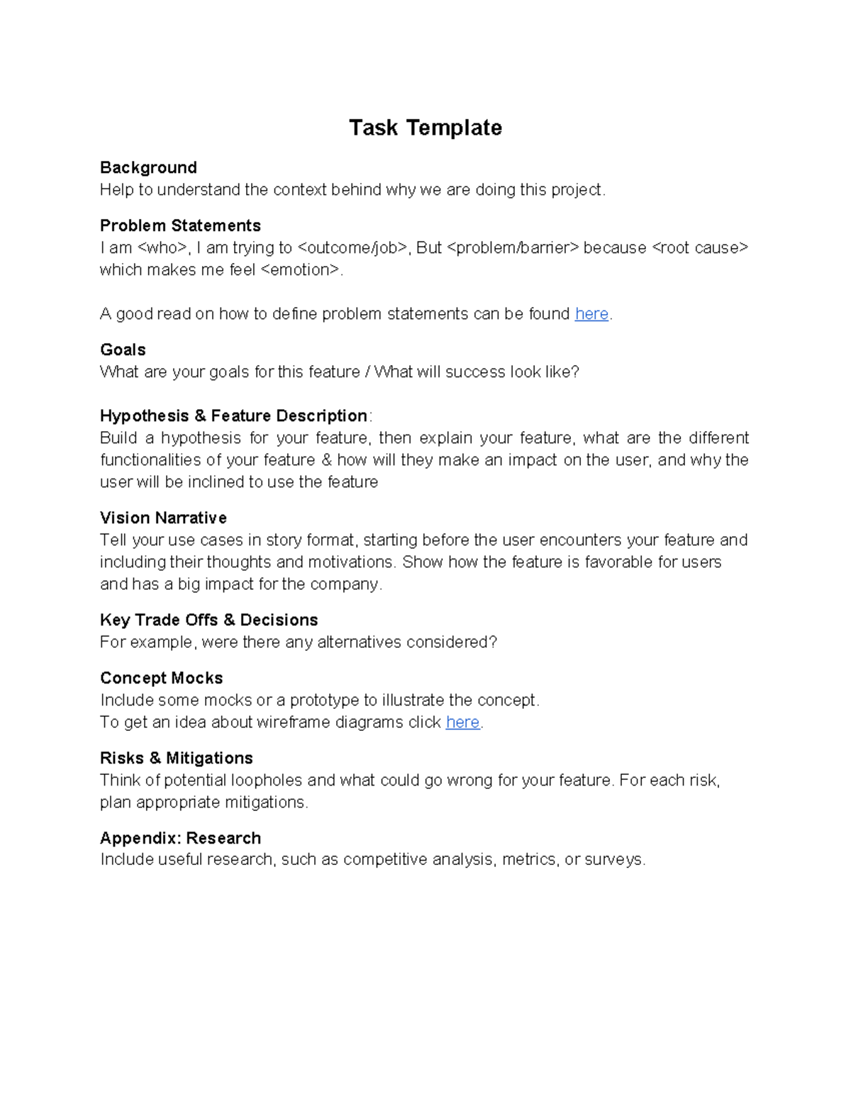 Task Template - Helping Notes for Project Context and Goals - Studocu