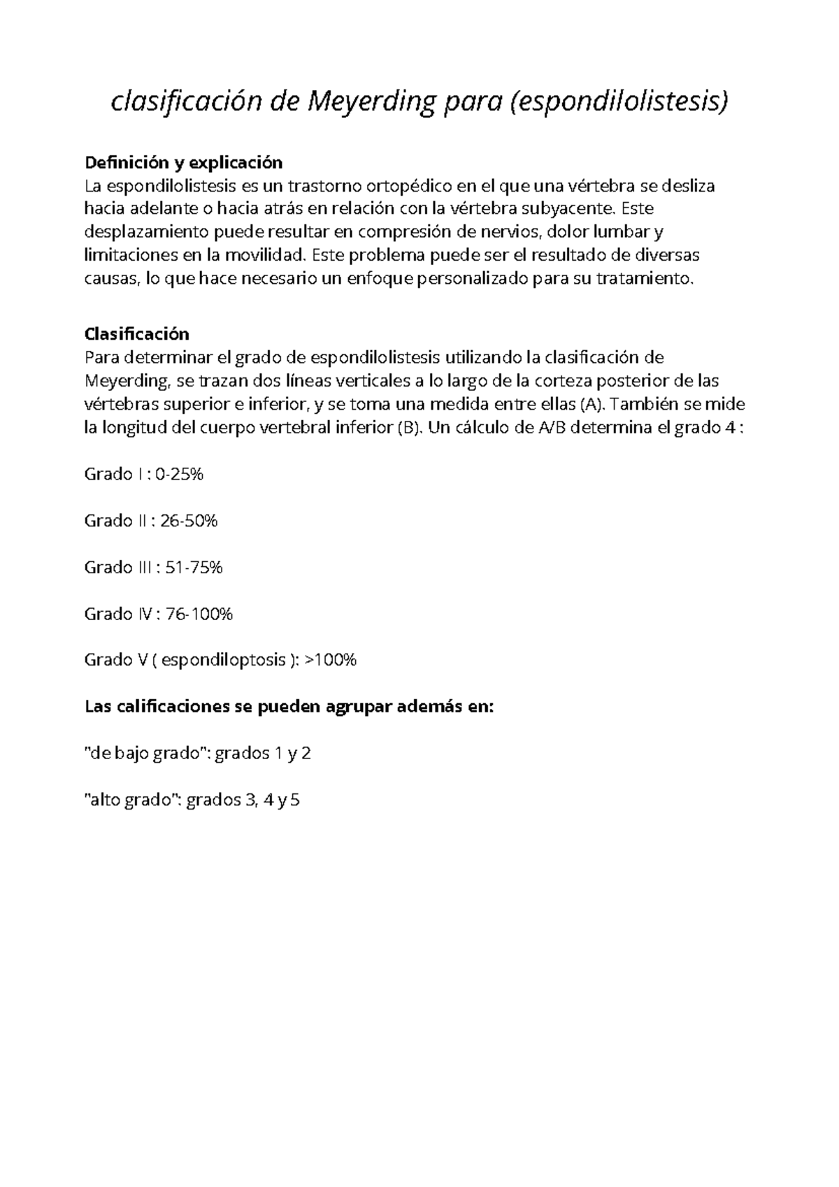 Clasificación de Meyerding en Espondilolistesis: Definición y Grados ...