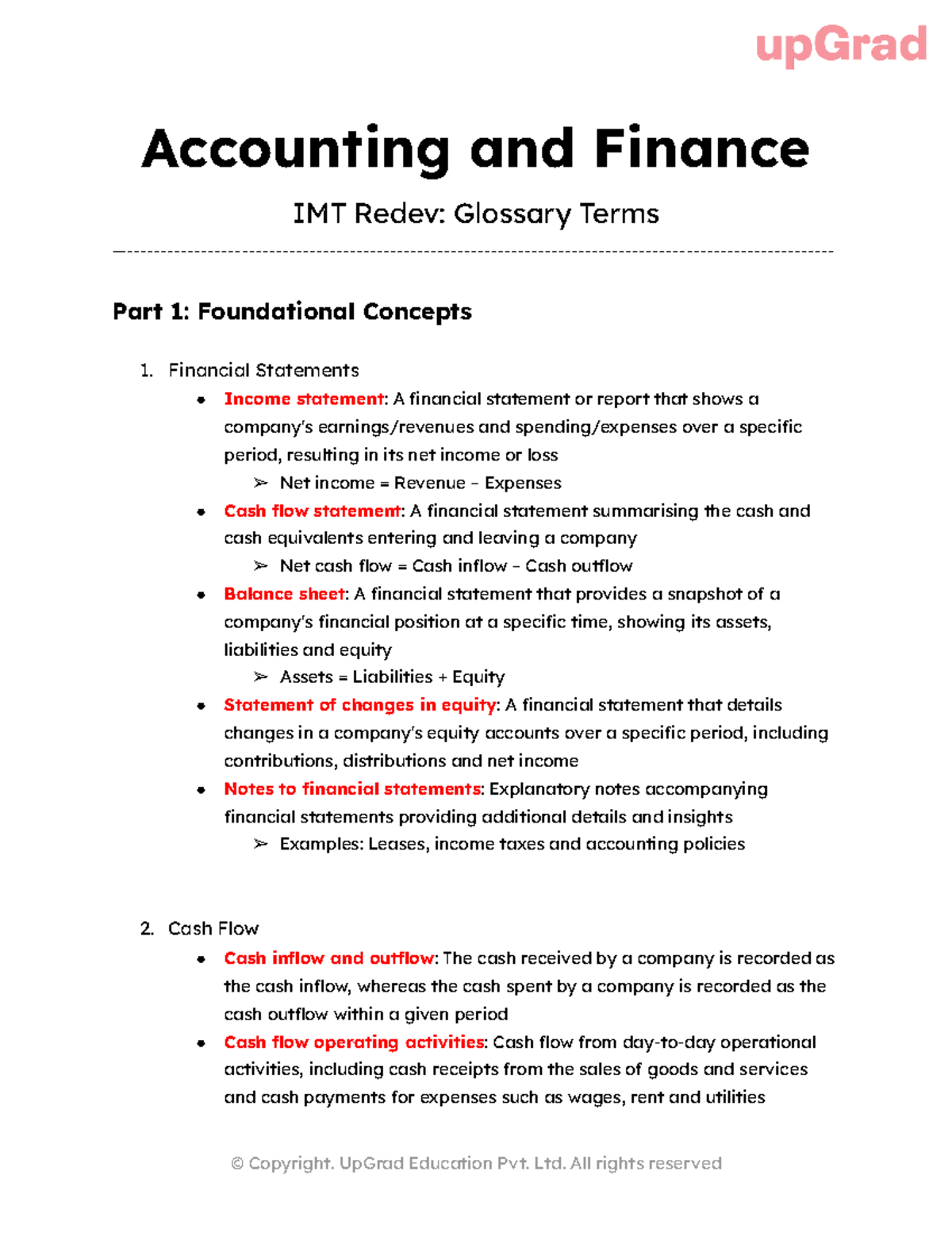 MBA Project Glossary: Key Terms in Accounting & Finance - Studocu