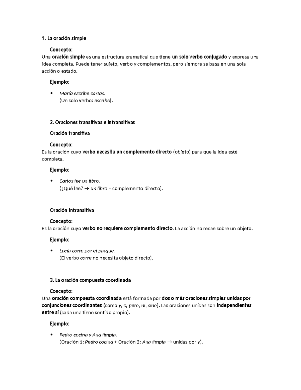 TALLER DE LENGUAJE: Oraciones Simples, Compuestas y Transitivas (8 ...