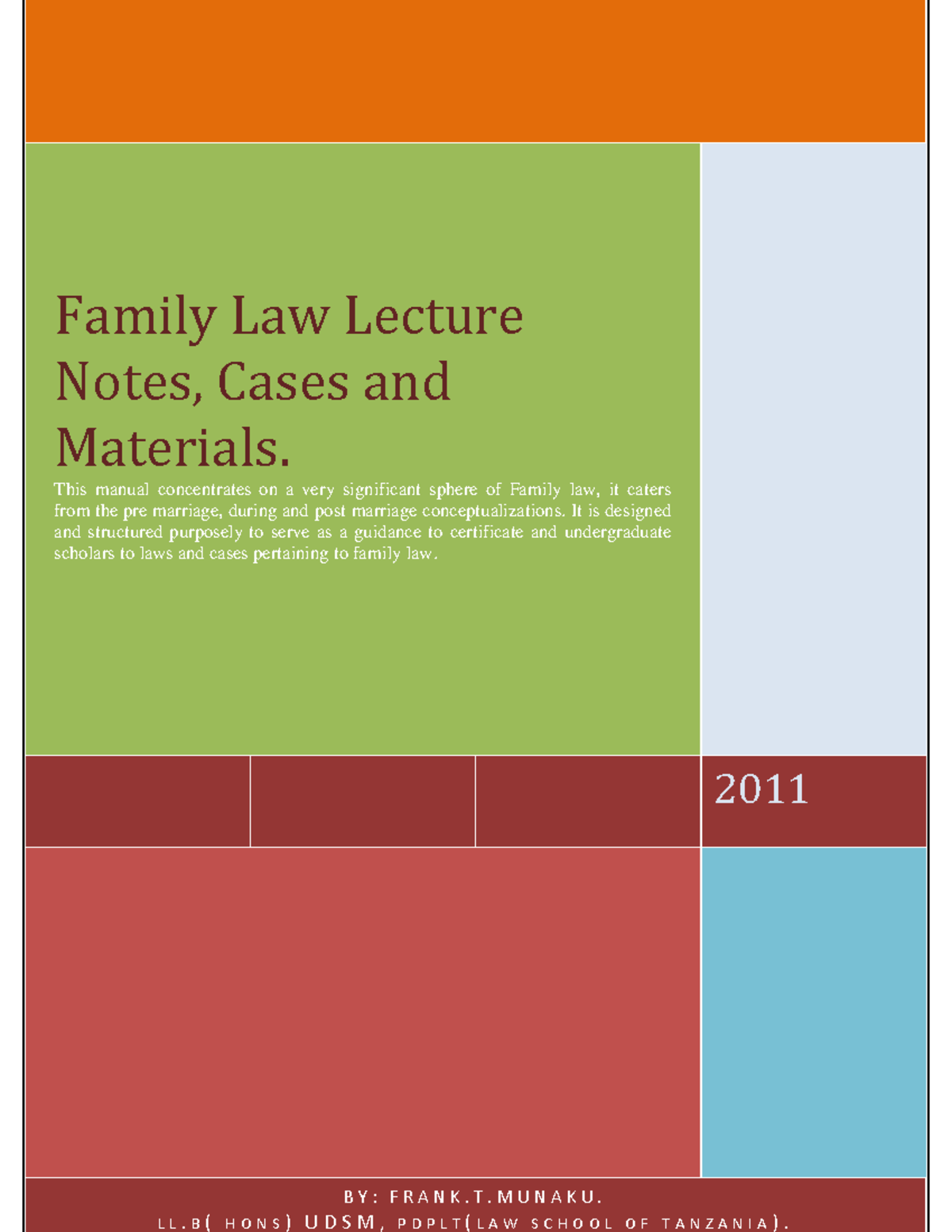 Family Law Notes (FAM 101) - Lecture Overview and Key Cases - Studocu