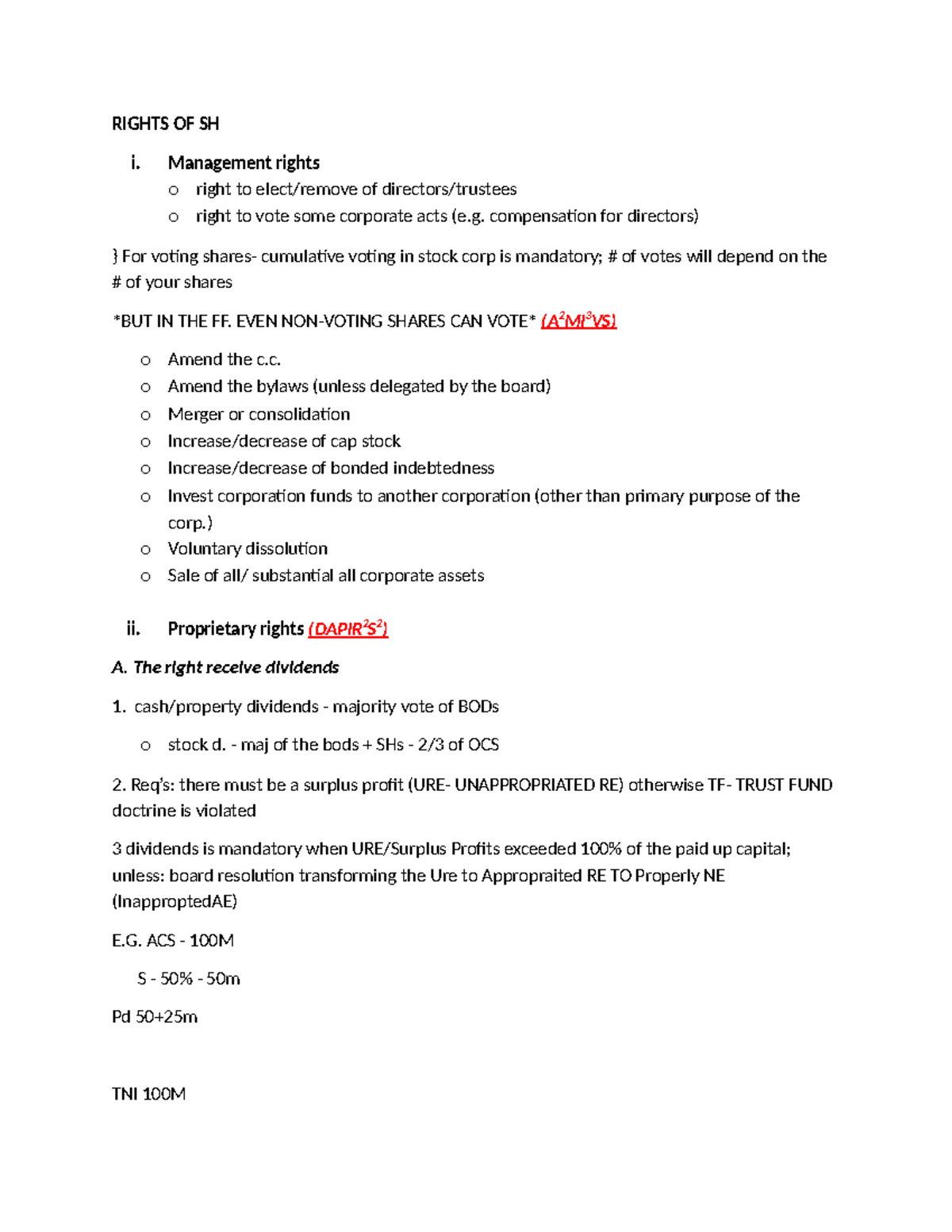 Rights of Shareholders in Corporate Law (A2MI3VS, DAPIR2S2) - Studocu