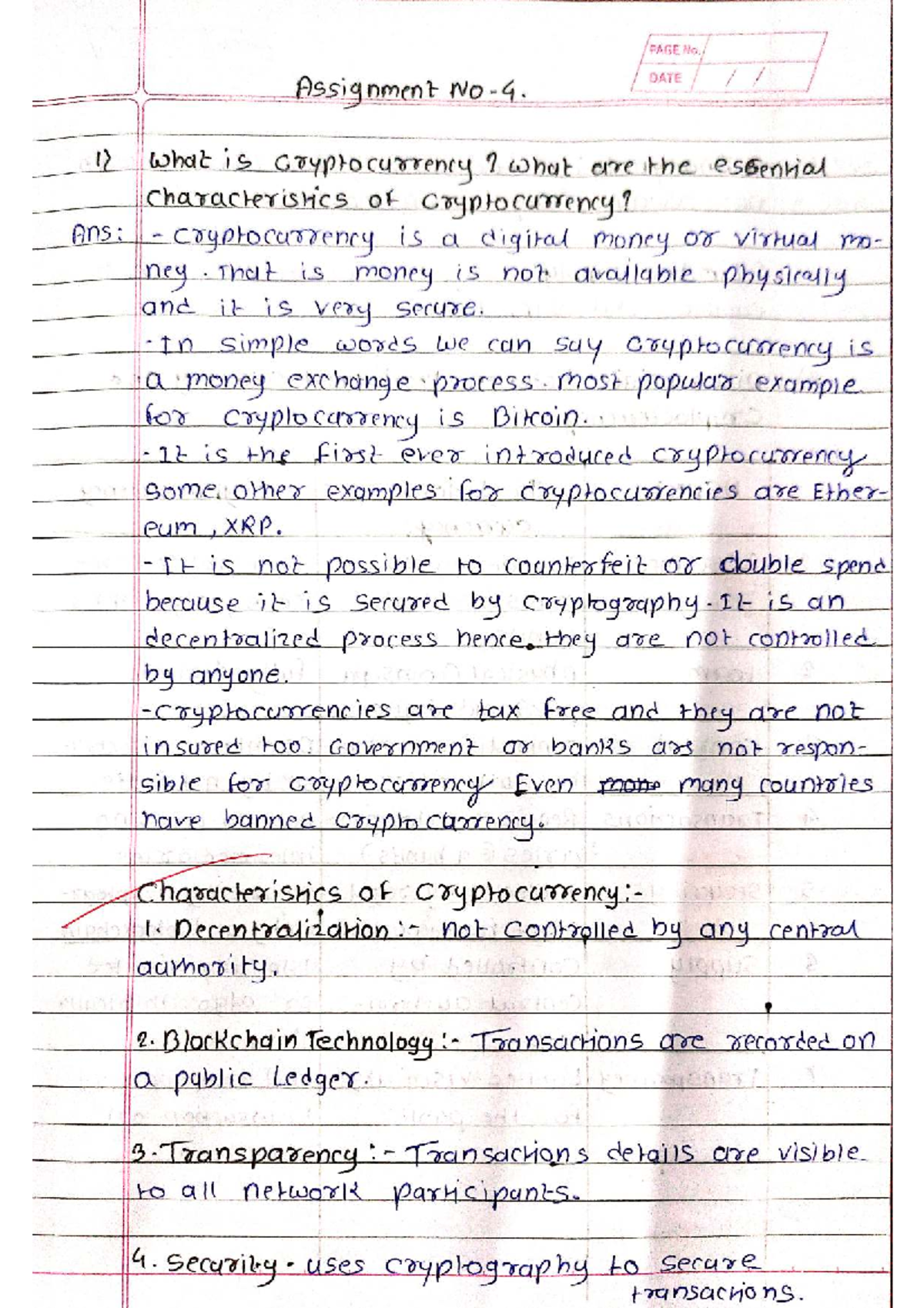 BT Theory assignment 4 - BLOCKCHAIN - PAGE No. DATE Assignment NO 4 ...