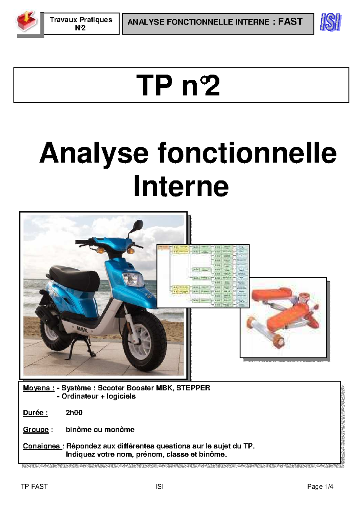 Analyse Fonctionnelle Interne FAST TP n° 2 - Scooter et Mini Stepper ...