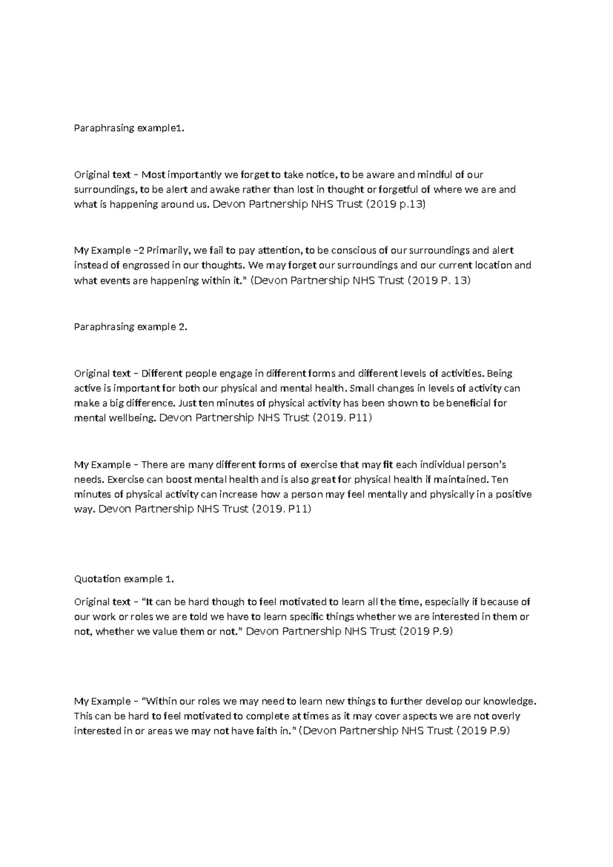 Paraphrasing and Quotation Examples for Effective Learning - Studocu