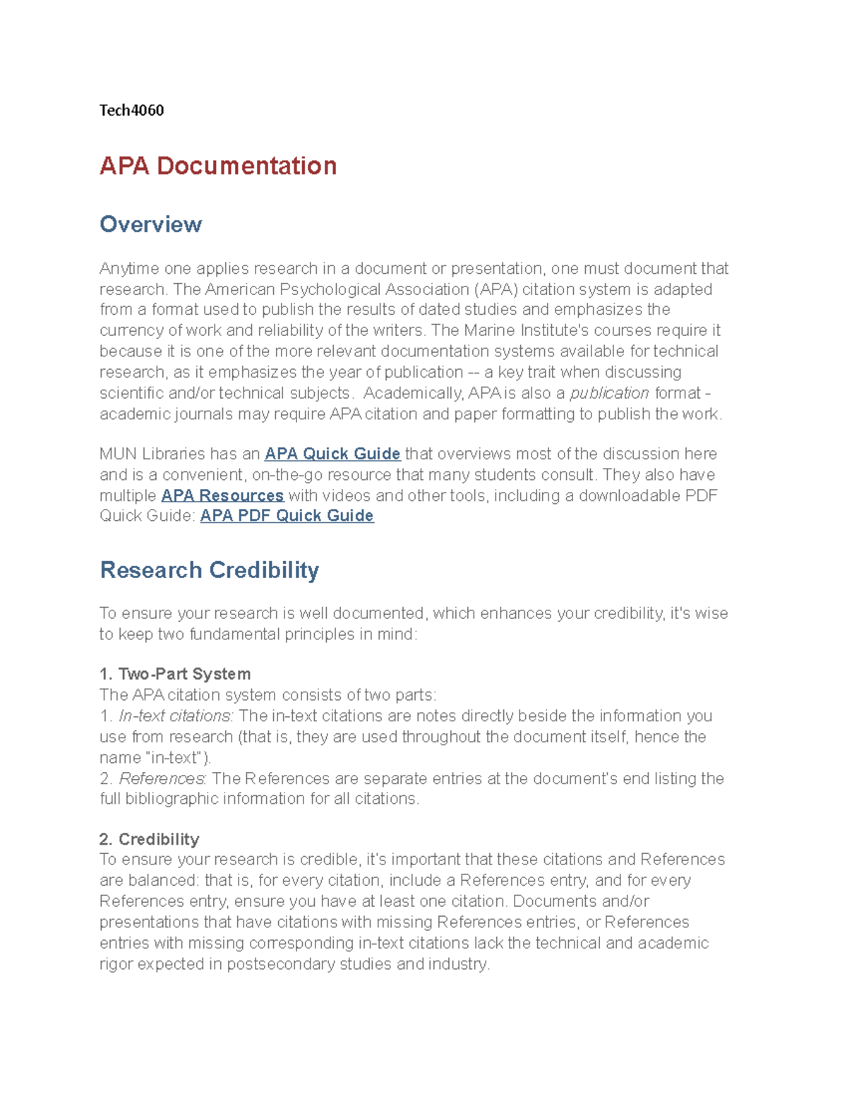 Tech4060 APA Documentation Notes: A Comprehensive Guide - Studocu