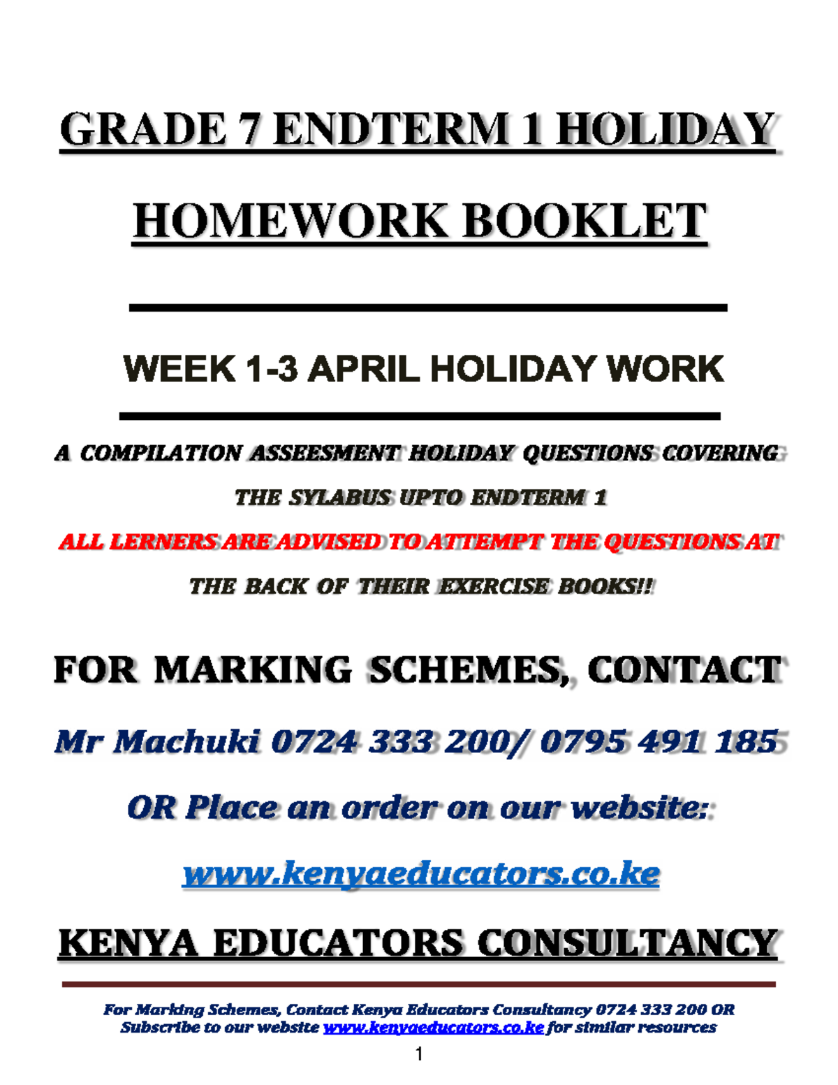 Grade 7 Endterm 1 Holiday Assignment BOOK (1) pagenumber - HOMEWORK ...