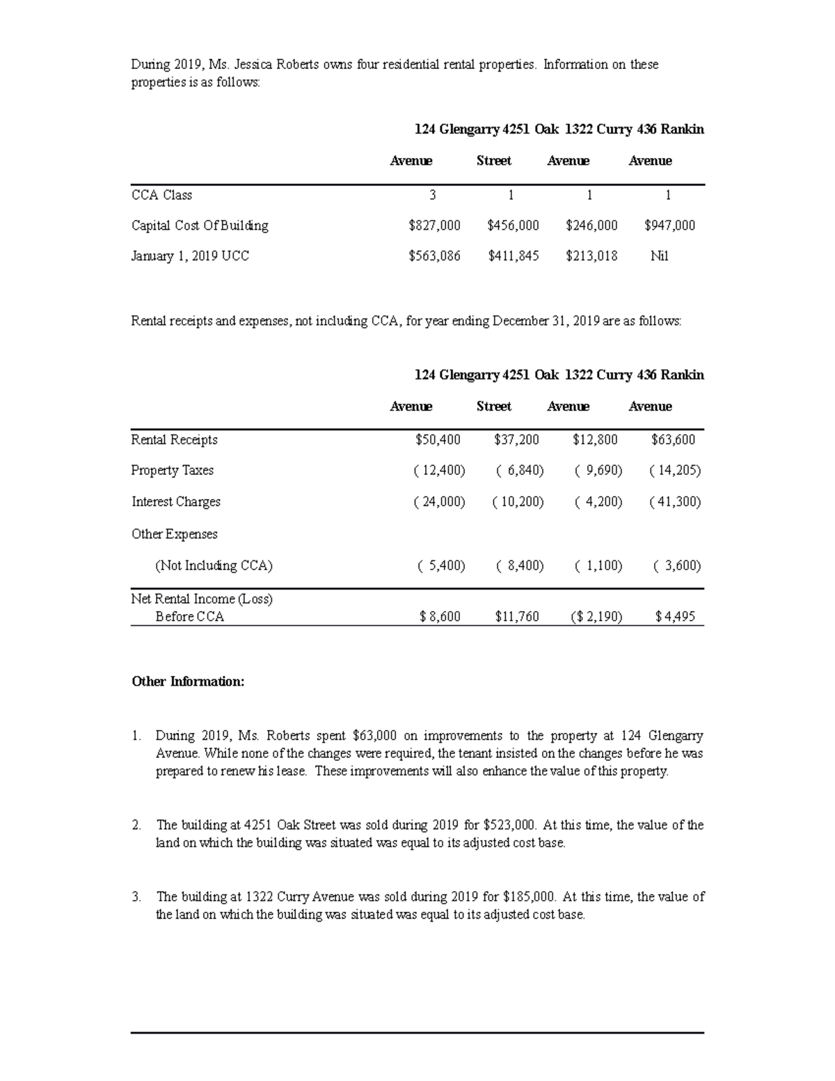 ACCT226 Chapter 7 Rental Properties Income & CCA Calculations - Studocu