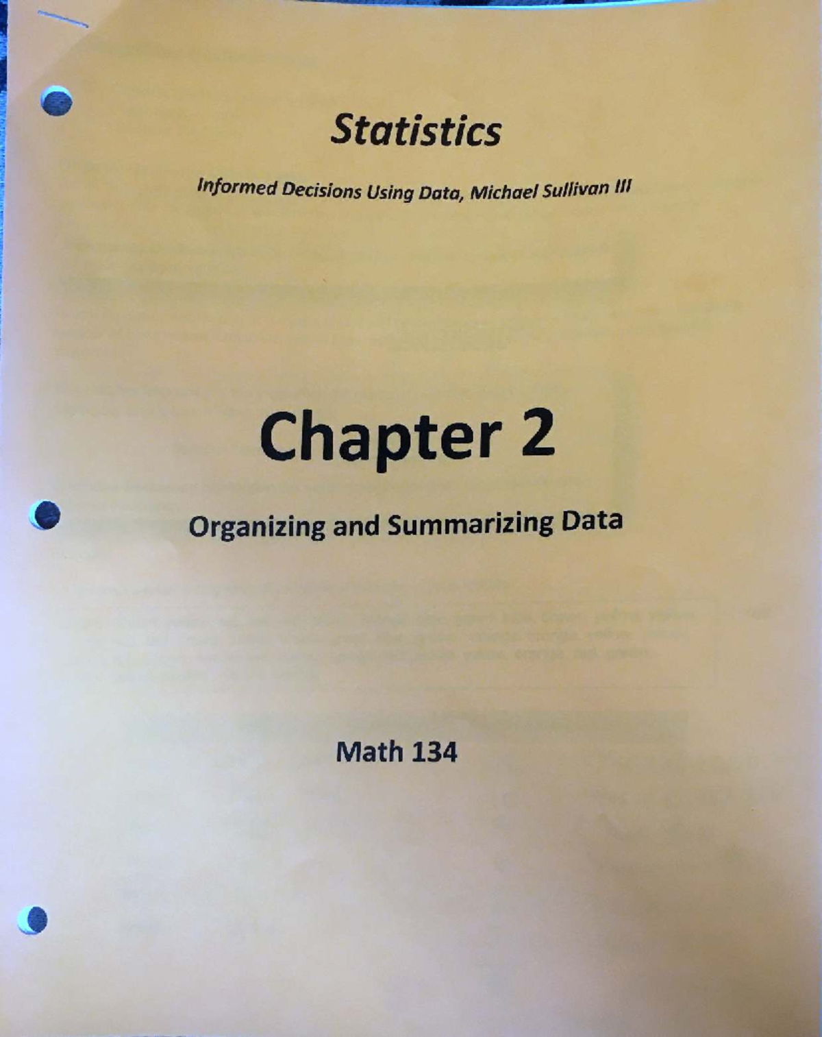 Math 134 Final Exam Notes: Organizing & Summarizing Data (Ch. 2) - Studocu
