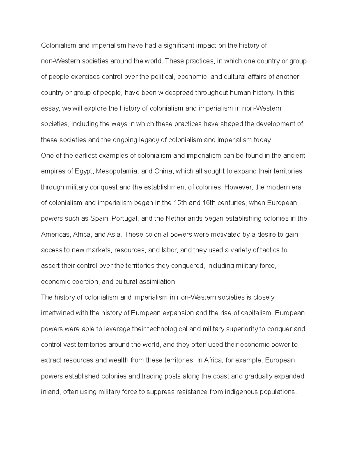 The Impact of Colonialism and Non-Western Empires on Global Politics ...