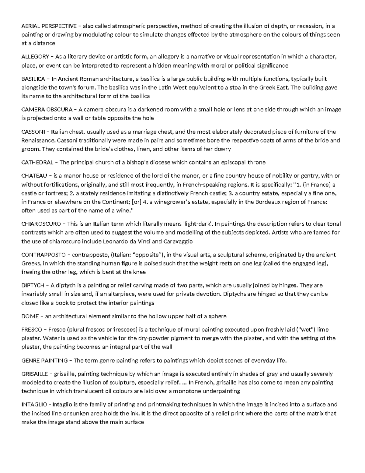 ARH Study Guide - Summary Early Modern To Contemporary - AERIAL ...